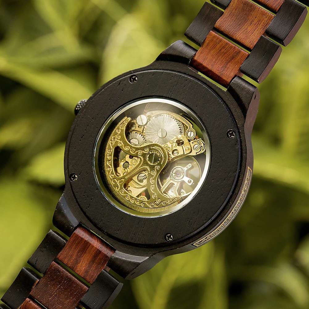 BOBO BIRD Wooden Mechanical Watch Men Luxury Automatic Wristwatch Reloj Mecanico Luminous Timepiece Custom Logo Great Gift Box