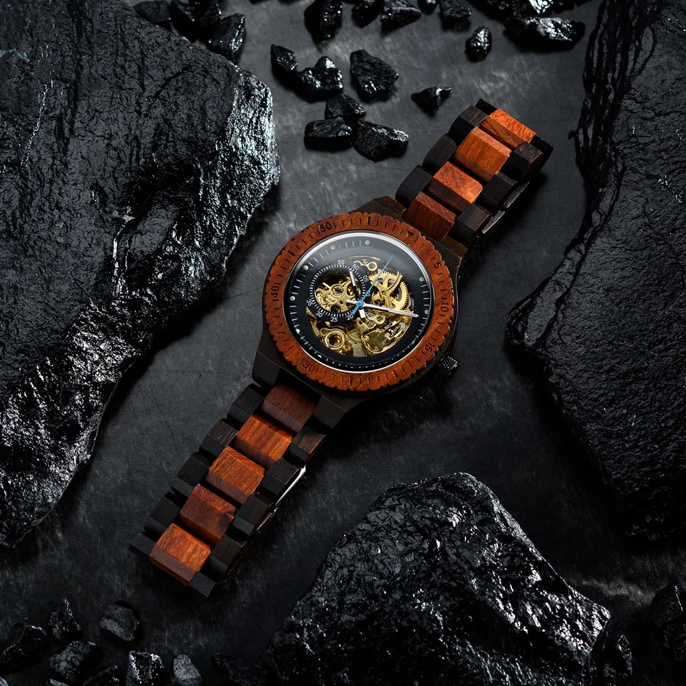 BOBO BIRD Wooden Mechanical Watch Men Luxury Automatic Wristwatch Reloj Mecanico Luminous Timepiece Custom Logo Great Gift Box