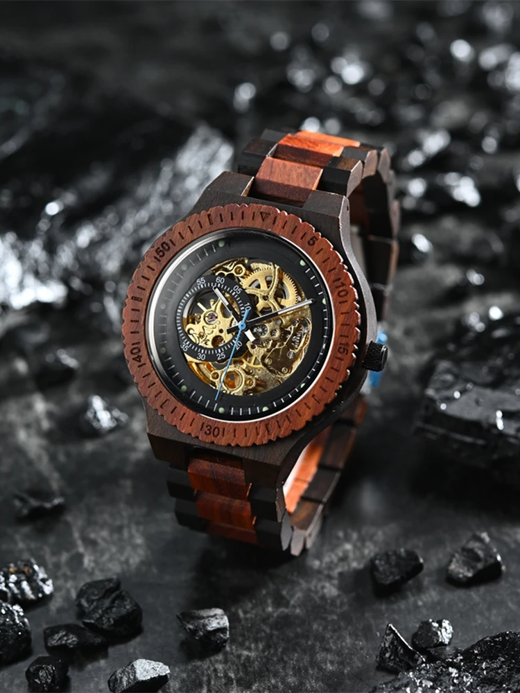 BOBO BIRD Wooden Mechanical Watch Men Luxury Automatic Wristwatch Reloj Mecanico Luminous Timepiece Custom Logo Great Gift Box