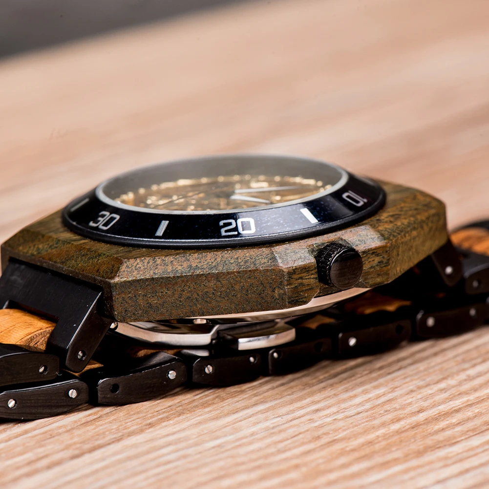 BOBO BIRD Wooden Mechanical Watch Men Luxury Automatic Wristwatch Reloj Mecanico Luminous Timepiece Custom Logo Great Gift Box