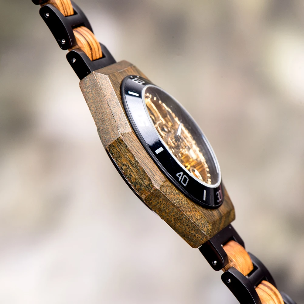 BOBO BIRD Wooden Mechanical Watch Men Luxury Automatic Wristwatch Reloj Mecanico Luminous Timepiece Custom Logo Great Gift Box