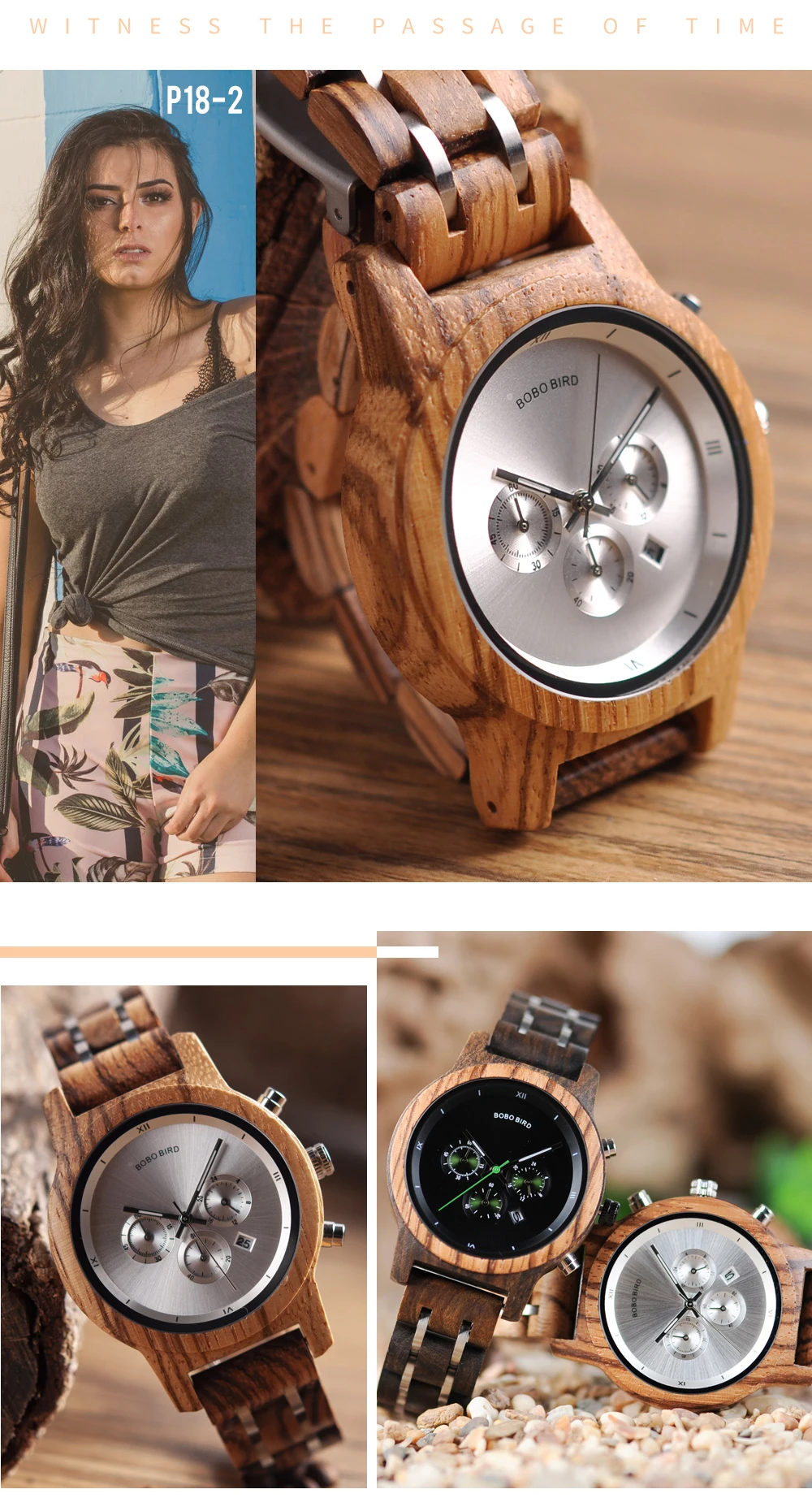 Women's Watch BOBO BIRD Ladies Watches Wood Metal Chronograph Wristwatch Customize Logo Christmas Gift Box Relogio Dropshipping