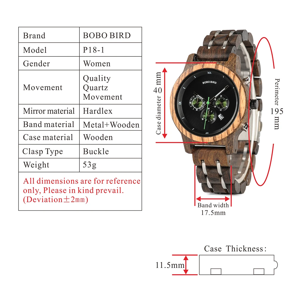 Women's Watch BOBO BIRD Ladies Watches Wood Metal Chronograph Wristwatch Customize Logo Christmas Gift Box Relogio Dropshipping