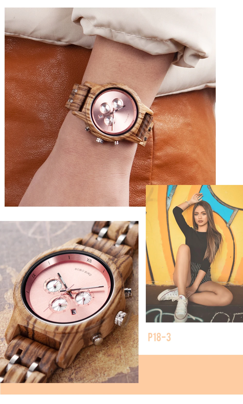Women's Watch BOBO BIRD Ladies Watches Wood Metal Chronograph Wristwatch Customize Logo Christmas Gift Box Relogio Dropshipping