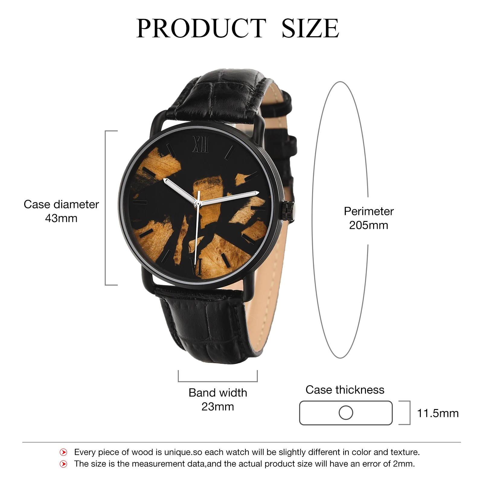 Engraved Wooden Watch With Leather Strap Japanese Movement Custom Watch Minimalist Watches For Men Personalized anniversary gift