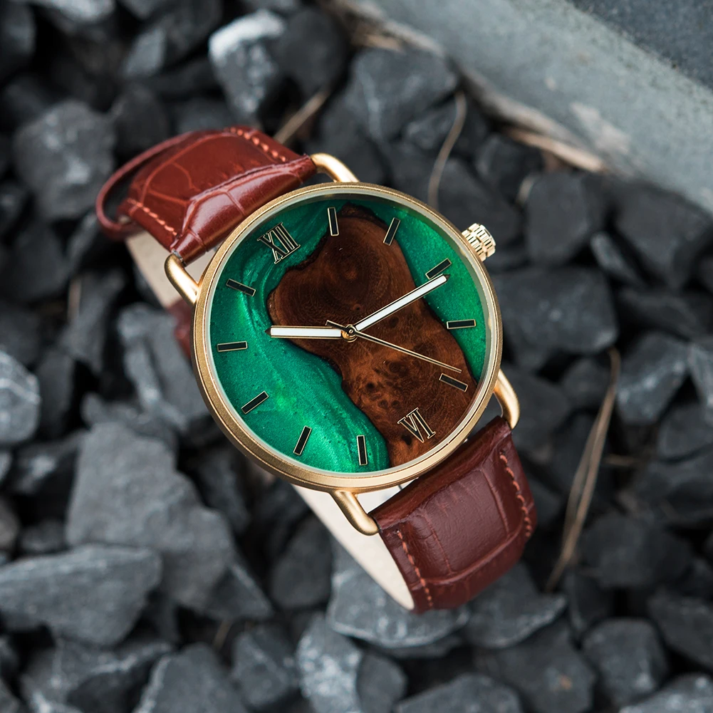 Engraved Wooden Watch With Leather Strap Japanese Movement Custom Watch Minimalist Watches For Men Personalized anniversary gift