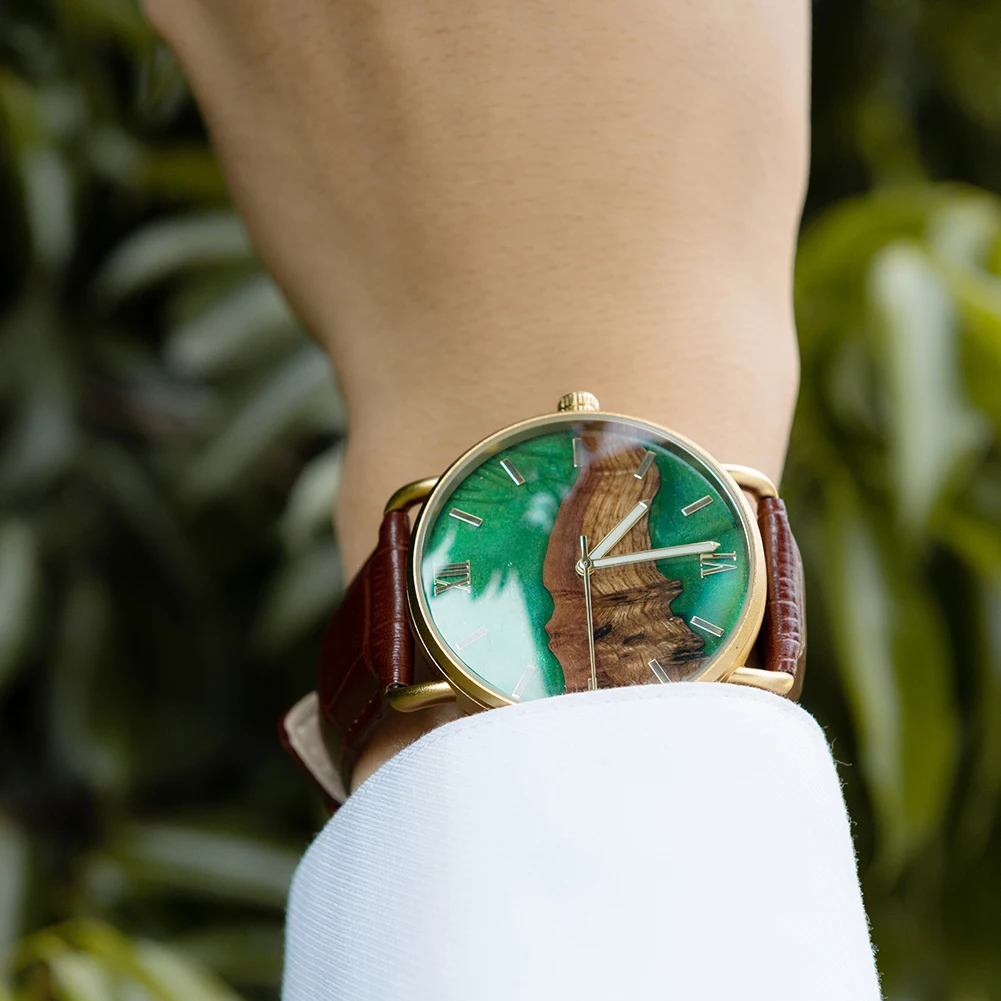 Engraved Wooden Watch With Leather Strap Japanese Movement Custom Watch Minimalist Watches For Men Personalized anniversary gift