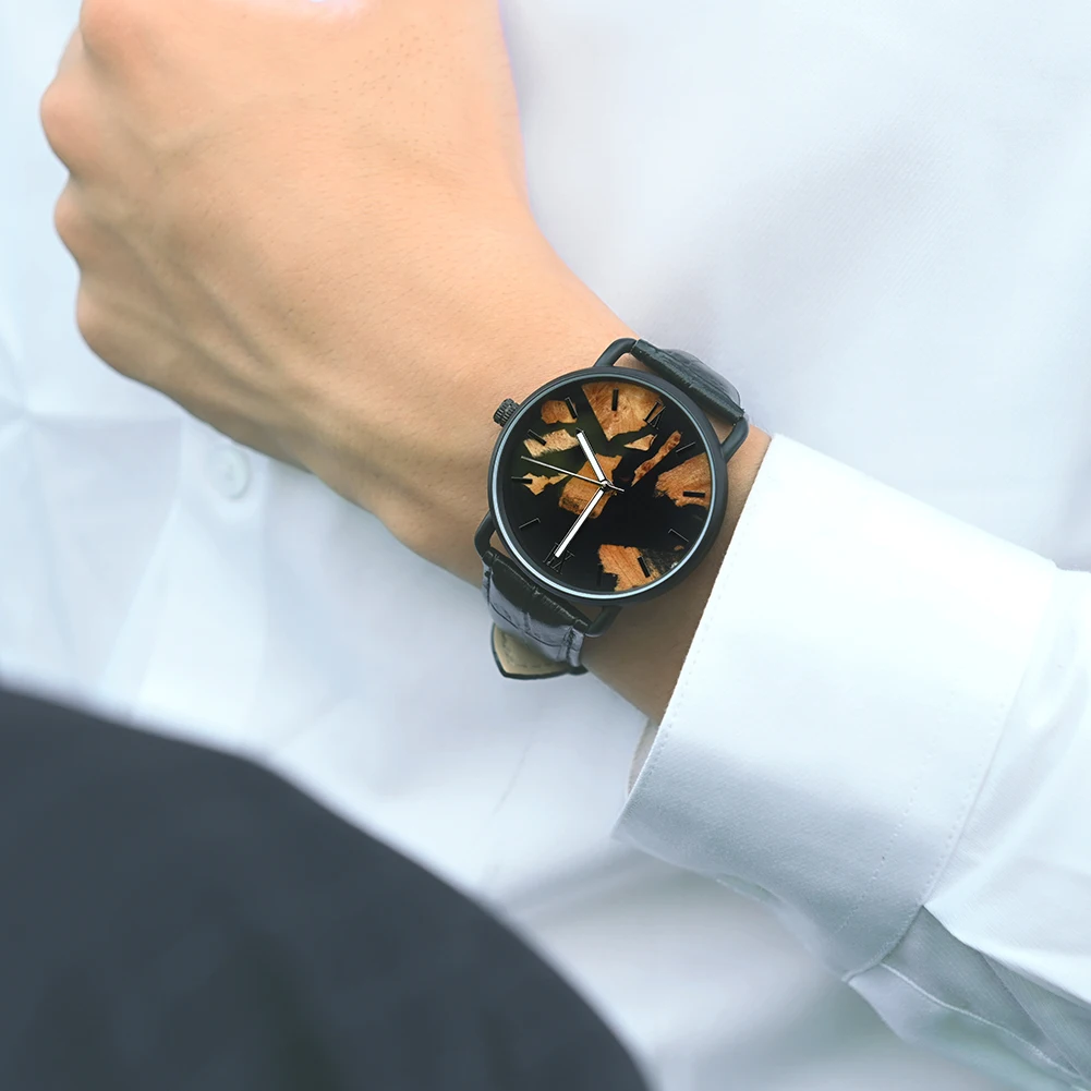 Engraved Wooden Watch With Leather Strap Japanese Movement Custom Watch Minimalist Watches For Men Personalized anniversary gift