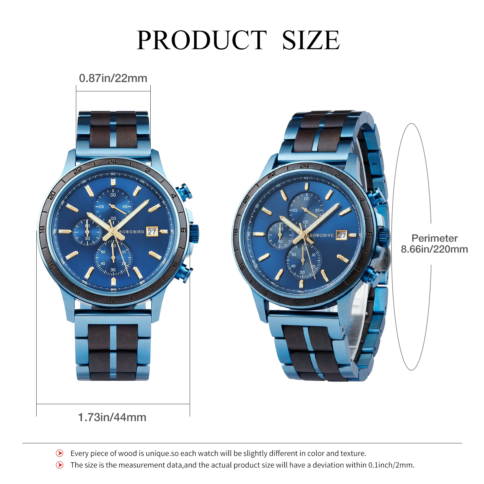 BOBO BIRD Top Luxury Men's Wooden Watches Black Gold Watch Military Chronograph Watch Japanese Movement Quartz Wristwatch Custom