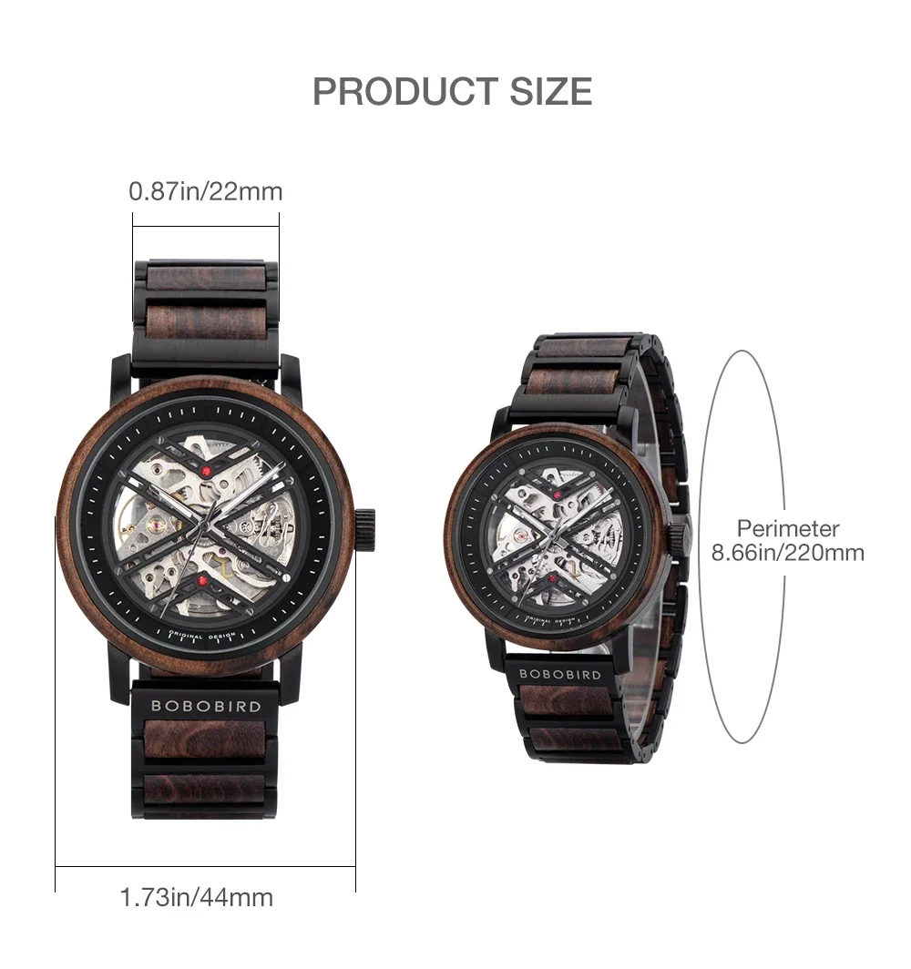 Automatic Mechanical Watch BOBO BIRD New Top Business Men Wooden Wristwatch Unique Custom Engraved Watches Christmas Gift Box