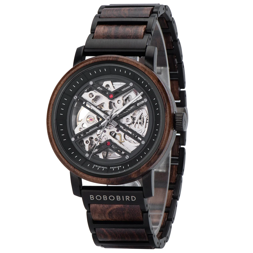 Automatic Mechanical Watch BOBO BIRD New Top Business Men Wooden Wristwatch Unique Custom Engraved Watches Christmas Gift Box
