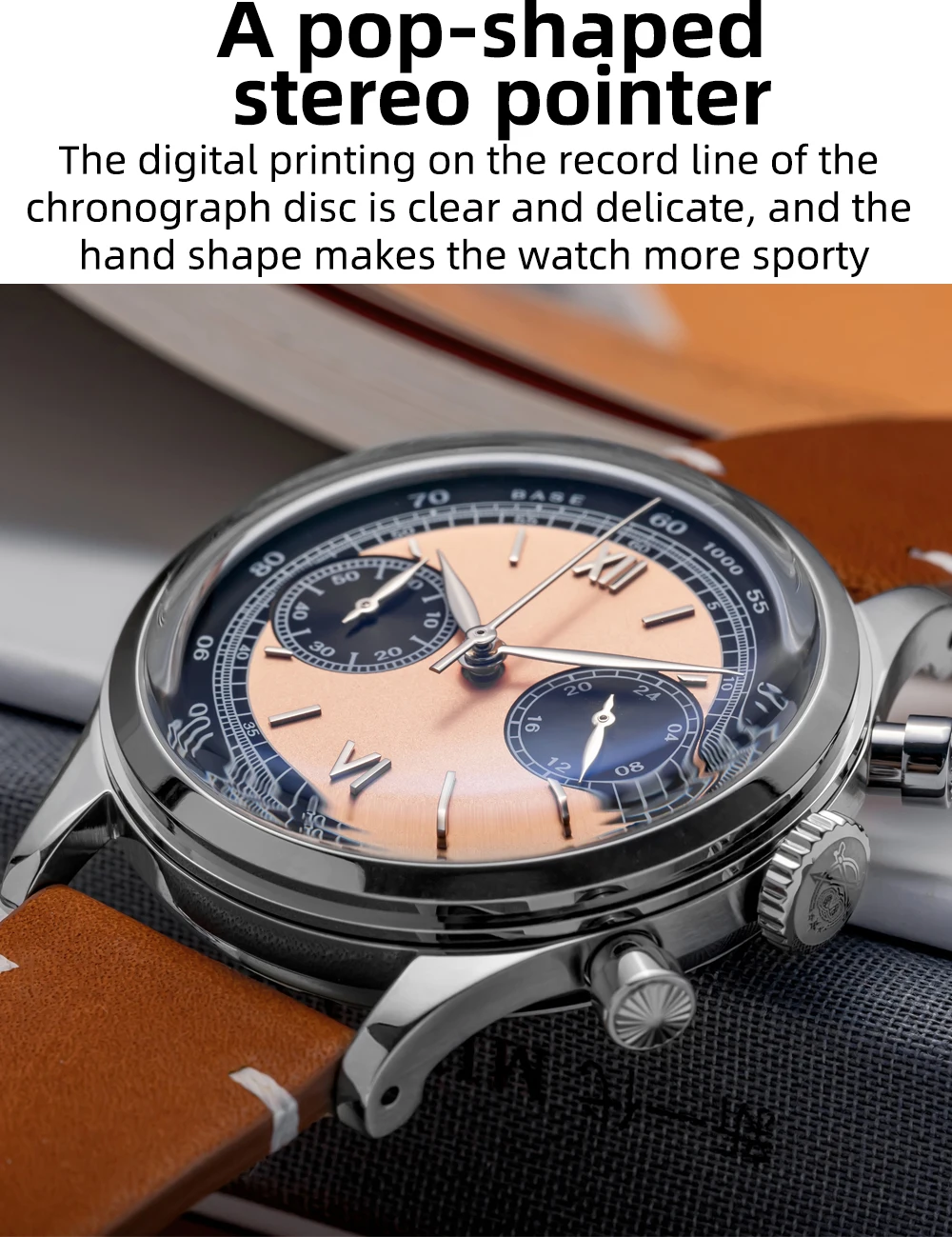 ADDIESDIVE Custom Logo Men Watches Chronograph Bubble Mirror 100m Waterproof 316L Stainless Steel 38mm VK64 Quartz Wristwatch