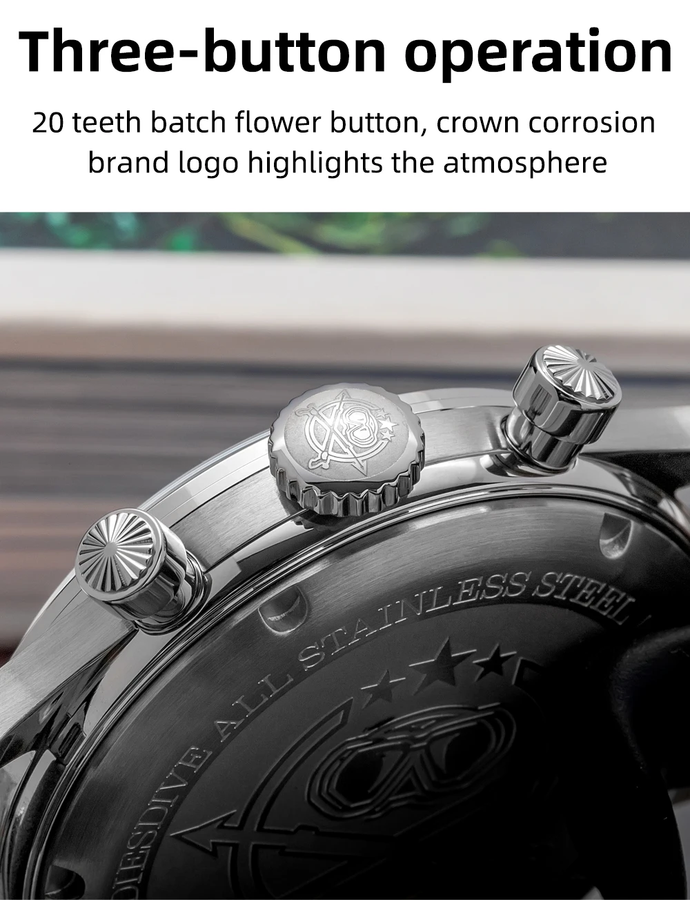 ADDIESDIVE Custom Logo Men Watches Chronograph Bubble Mirror 100m Waterproof 316L Stainless Steel 38mm VK64 Quartz Wristwatch