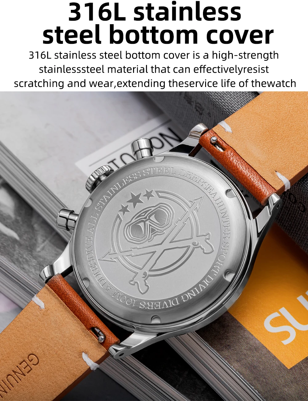 ADDIESDIVE Custom Logo Men Watches Chronograph Bubble Mirror 100m Waterproof 316L Stainless Steel 38mm VK64 Quartz Wristwatch