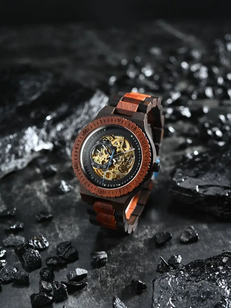 Wooden Automatic Mechanical Watch Men Wristwatch BOBO BIRD Top Fashion Luminous Hands Clock Custom Gift Box Relogio Masculino
