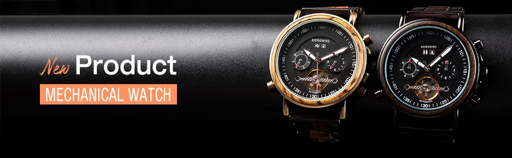 Wooden Automatic Mechanical Watch Men Wristwatch BOBO BIRD Top Fashion Luminous Hands Clock Custom Gift Box Relogio Masculino