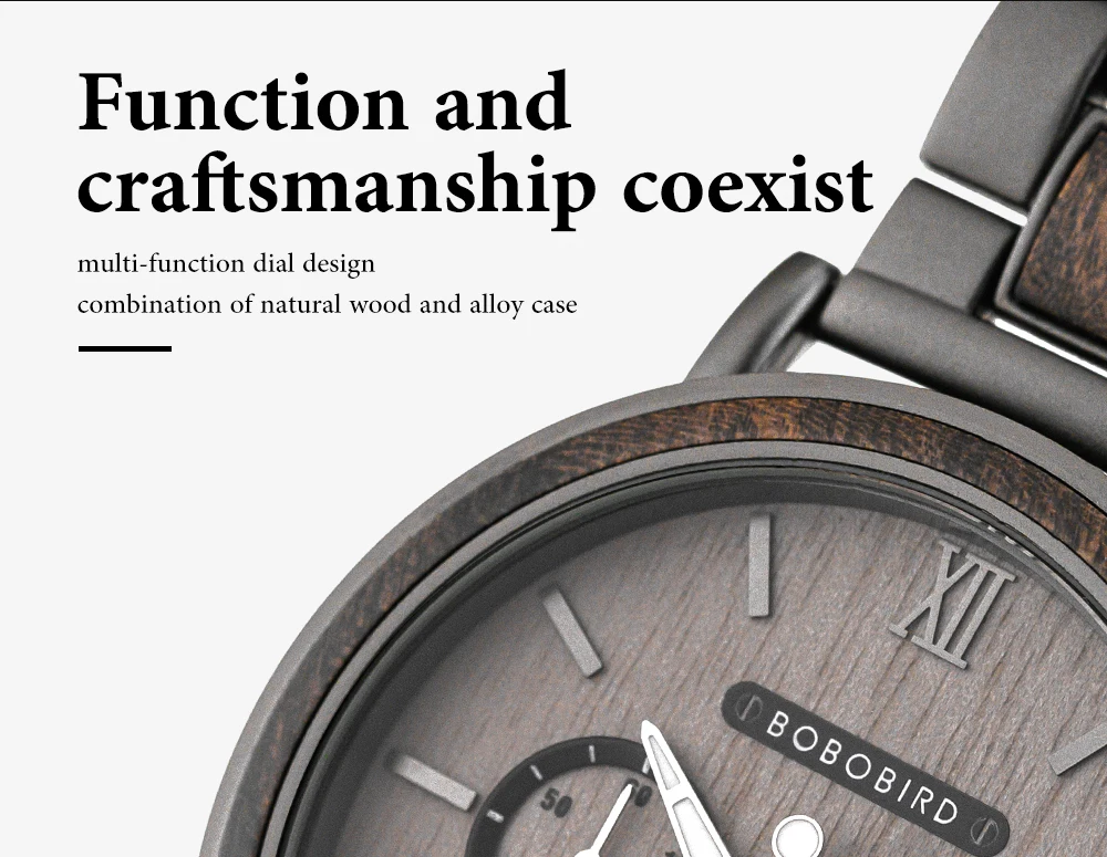 Men Watch BOBO BIRD Top New Fashion Wooden Quartz Wristwatch Luminous Multifunctal Automatic Calendar Timepiece Gift Relogio