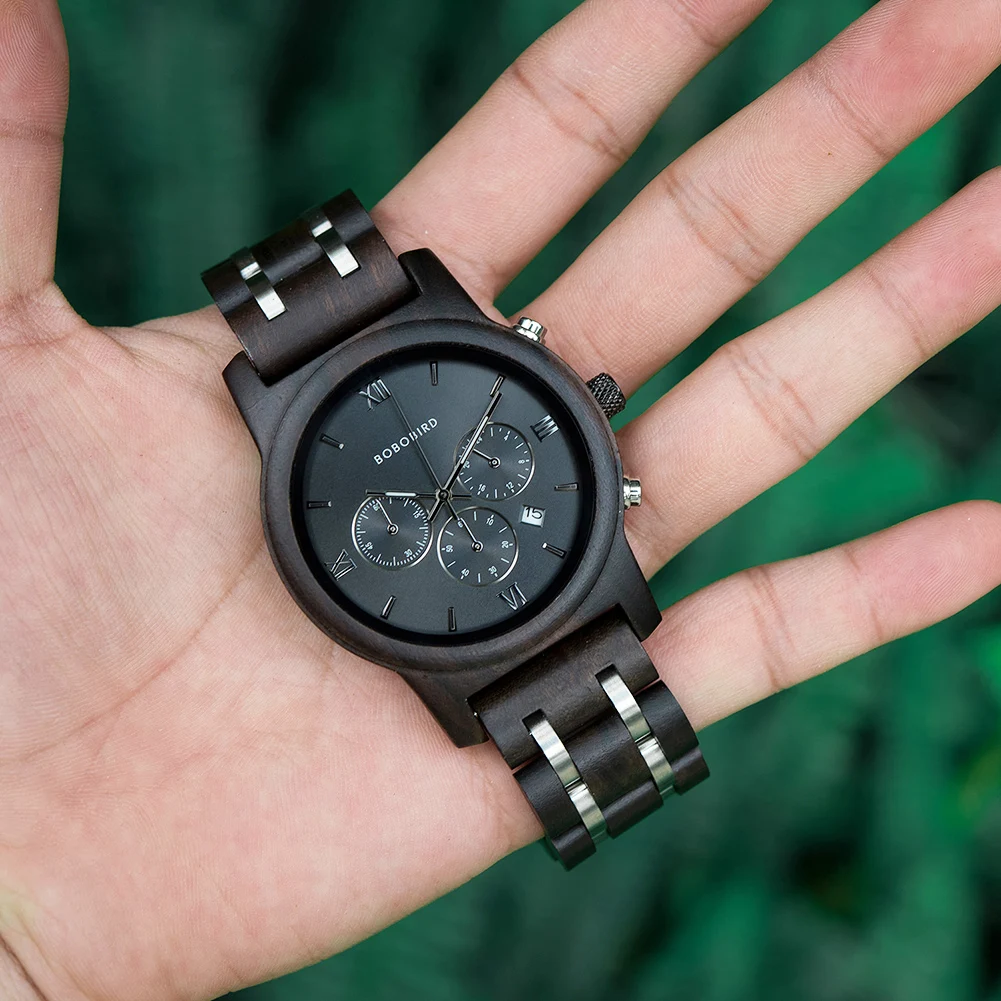 BOBO BIRD Luxury Watch Men Metal Wooden Chronograph Man's Quartz Wristwatch Male Auto Date Clock Armbanduhr Custom Logo Dropship