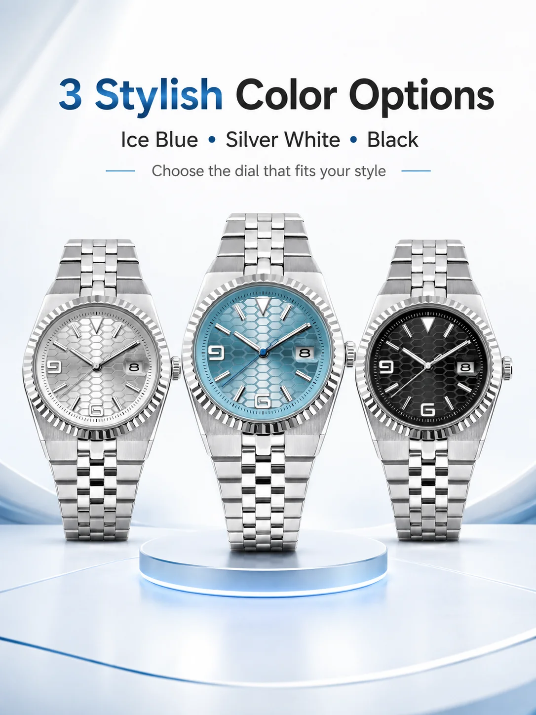 CORGEUT NH35A 8215 Automatic Watch Men Ice Blue Honeycomb Dial Sapphire Glass 100M Waterproof Luminous 316L Steel Wristwatch