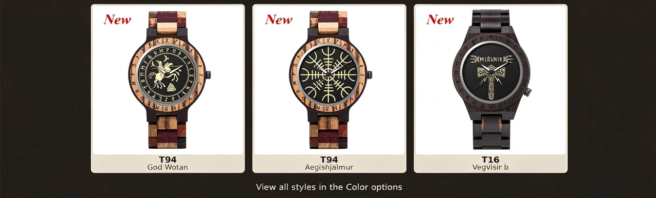 BOBO BIRD Watches For Man Viking Odin Rune Men Quartz Wristwatches Cultural Totem Dail With Wooden Strap Reloj De Hombre