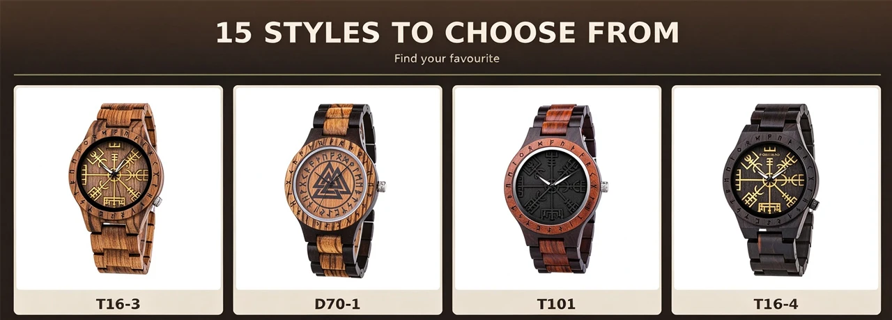 BOBO BIRD Watches For Man Viking Odin Rune Men Quartz Wristwatches Cultural Totem Dail With Wooden Strap Reloj De Hombre
