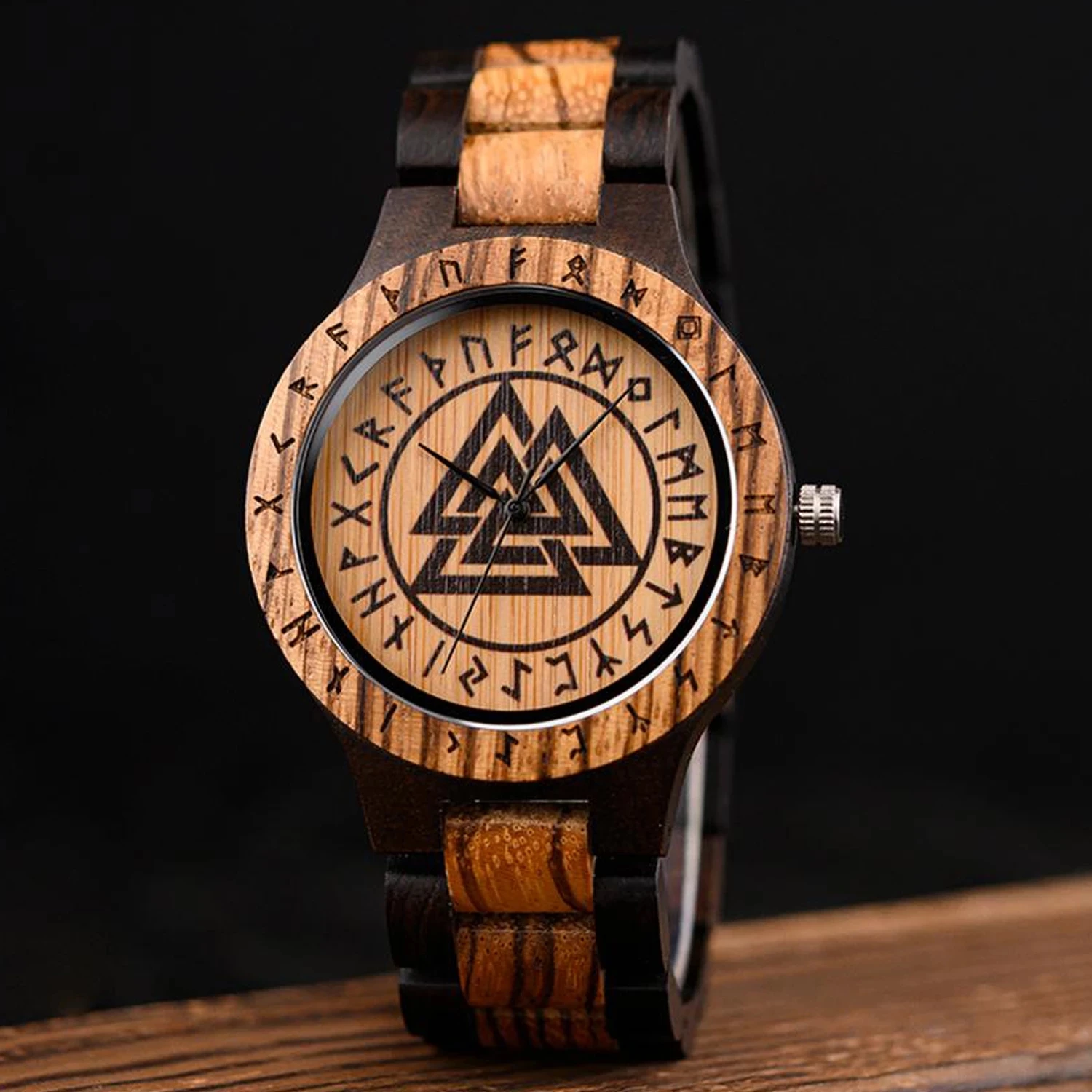 BOBO BIRD Watches For Man Viking Odin Rune Men Quartz Wristwatches Cultural Totem Dail With Wooden Strap Reloj De Hombre