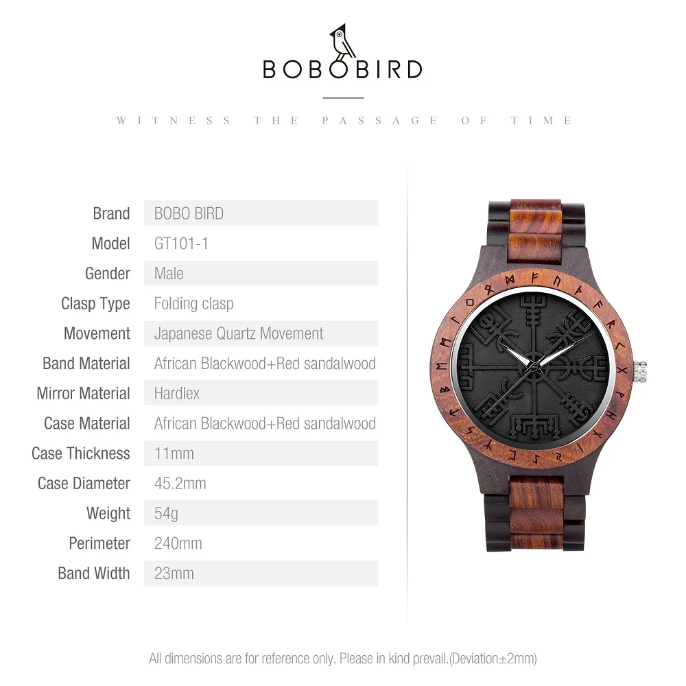BOBO BIRD Watches For Man Viking Odin Rune Men Quartz Wristwatches Cultural Totem Dail With Wooden Strap Reloj De Hombre