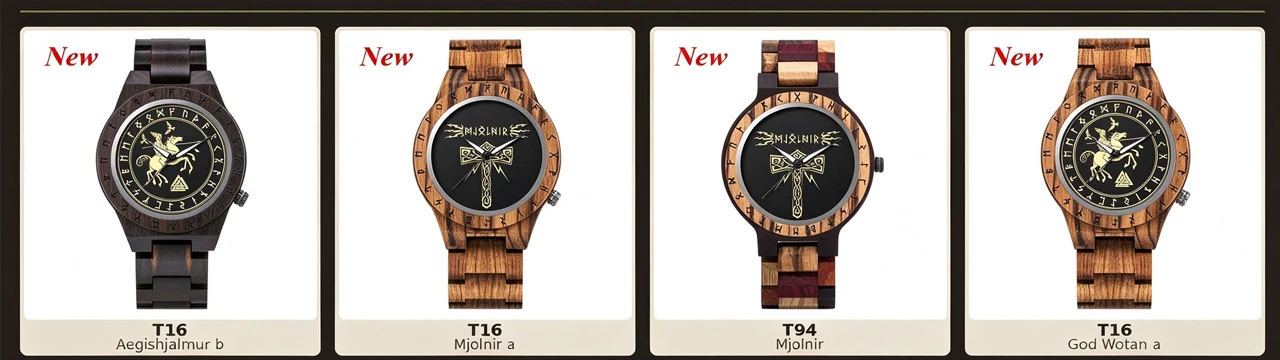 BOBO BIRD Watches For Man Viking Odin Rune Men Quartz Wristwatches Cultural Totem Dail With Wooden Strap Reloj De Hombre