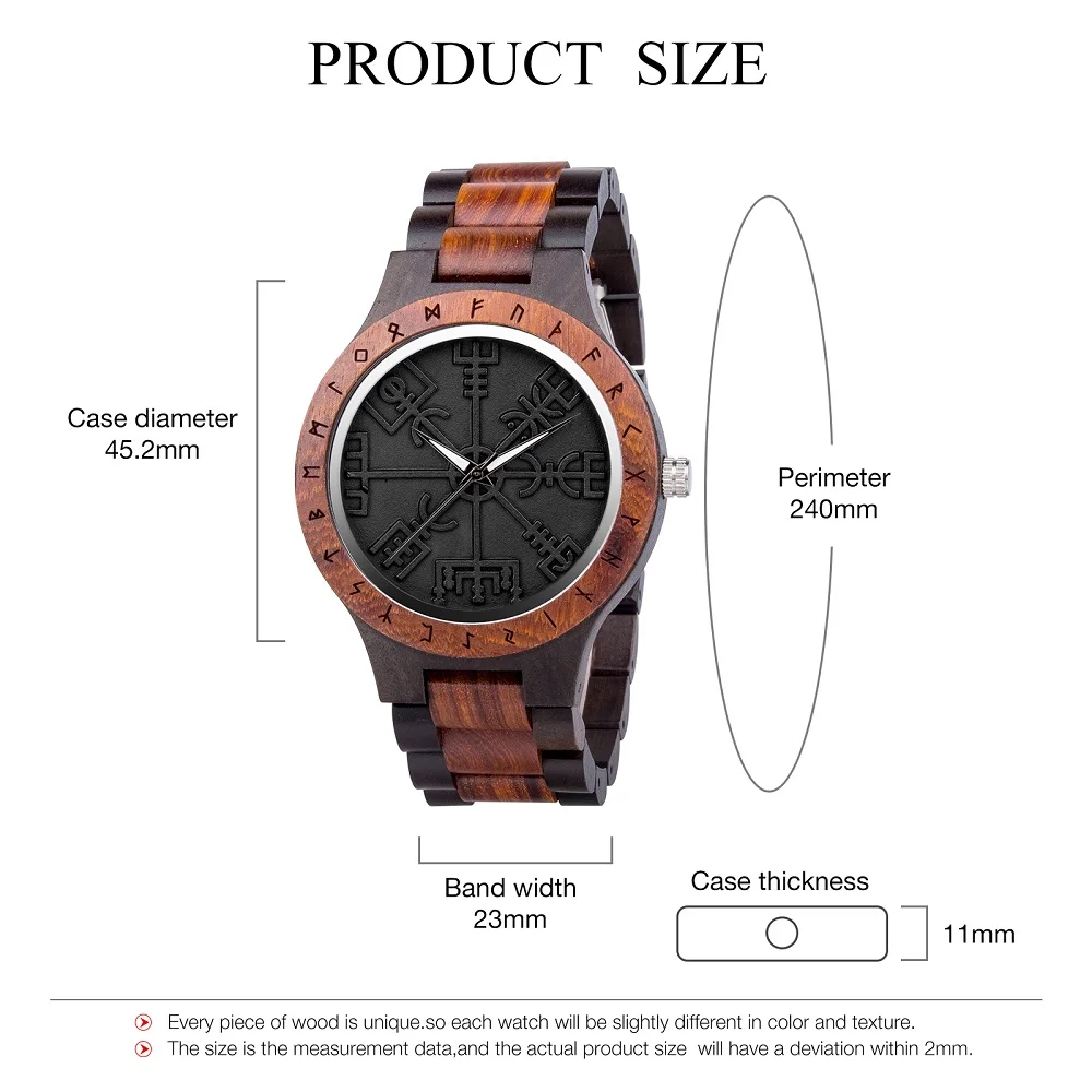 BOBO BIRD Watches For Man Viking Odin Rune Men Quartz Wristwatches Cultural Totem Dail With Wooden Strap Reloj De Hombre