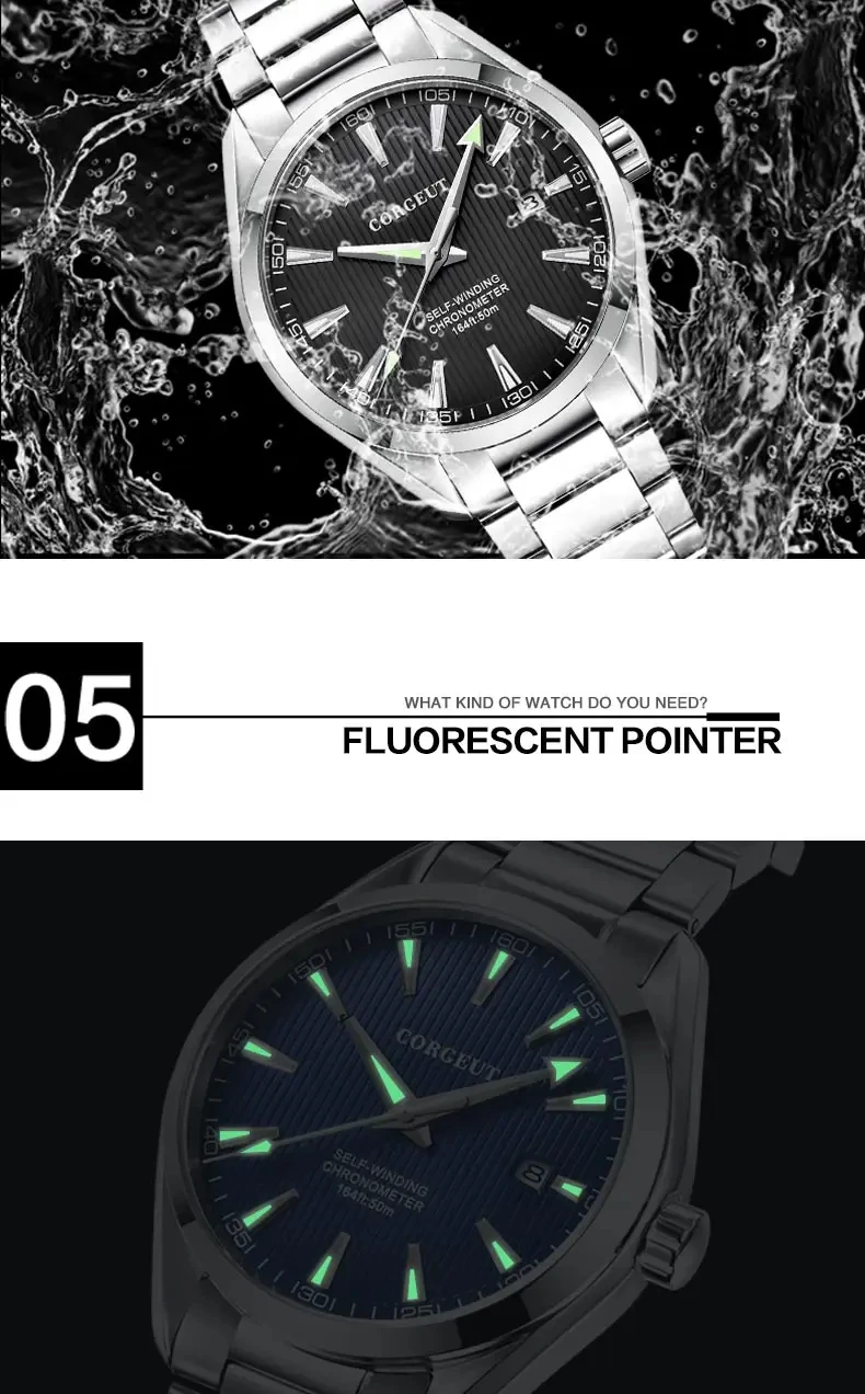 Custom Logo NH35 Automatic Mechanical Watch Male Watches Sapphire 41mm Men Stainless Steel Wristwatch Calendar Clock Date