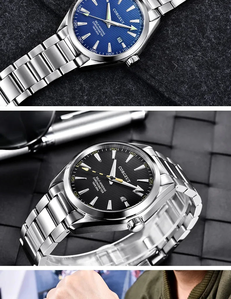 Custom Logo NH35 Automatic Mechanical Watch Male Watches Sapphire 41mm Men Stainless Steel Wristwatch Calendar Clock Date