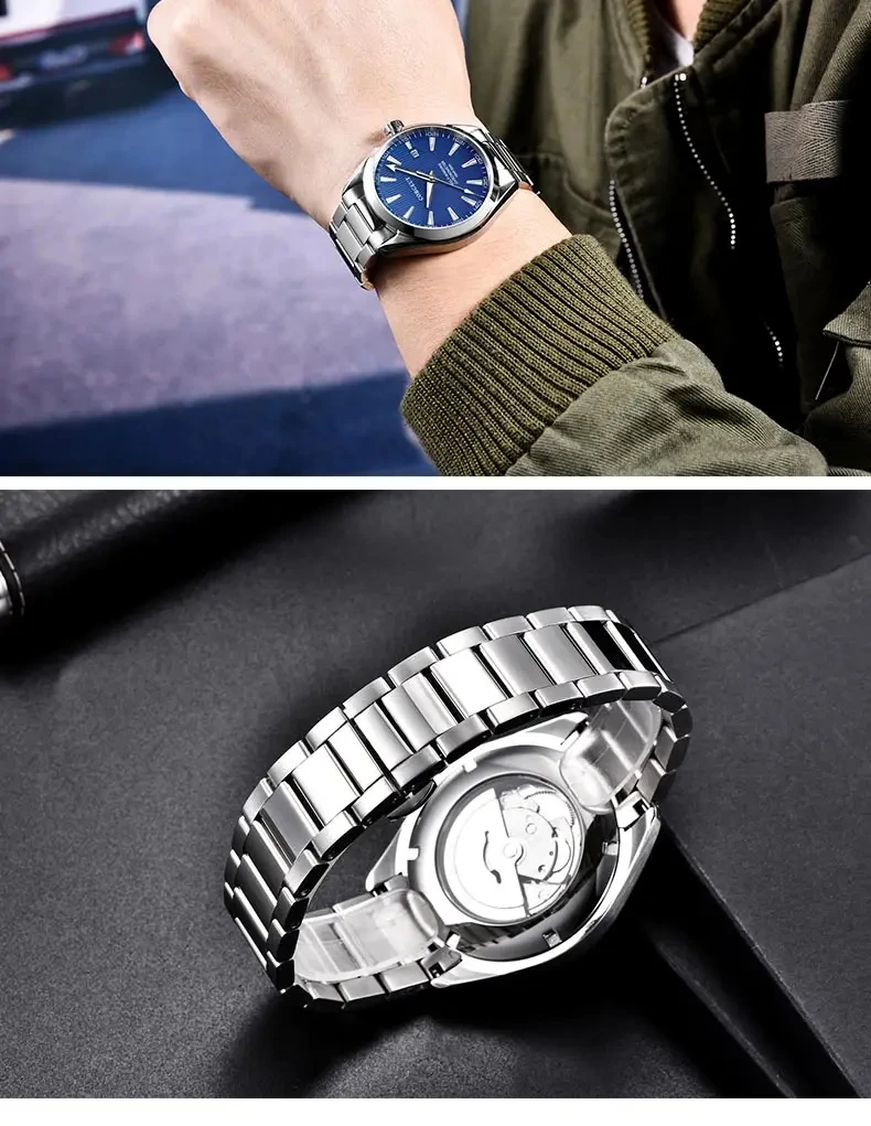Custom Logo NH35 Automatic Mechanical Watch Male Watches Sapphire 41mm Men Stainless Steel Wristwatch Calendar Clock Date