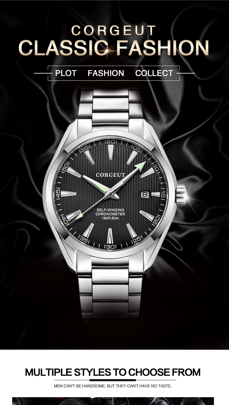 Custom Logo NH35 Automatic Mechanical Watch Male Watches Sapphire 41mm Men Stainless Steel Wristwatch Calendar Clock Date