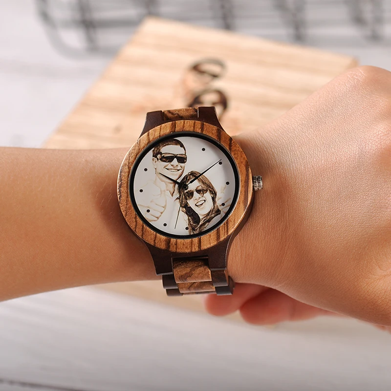 Engraved Watch Boyfriend Birthday Groomsmen Gift BOBOBIRD Wooden Quartz Wristwatch Men Fathers Day Anniversary Photo Custom Gift