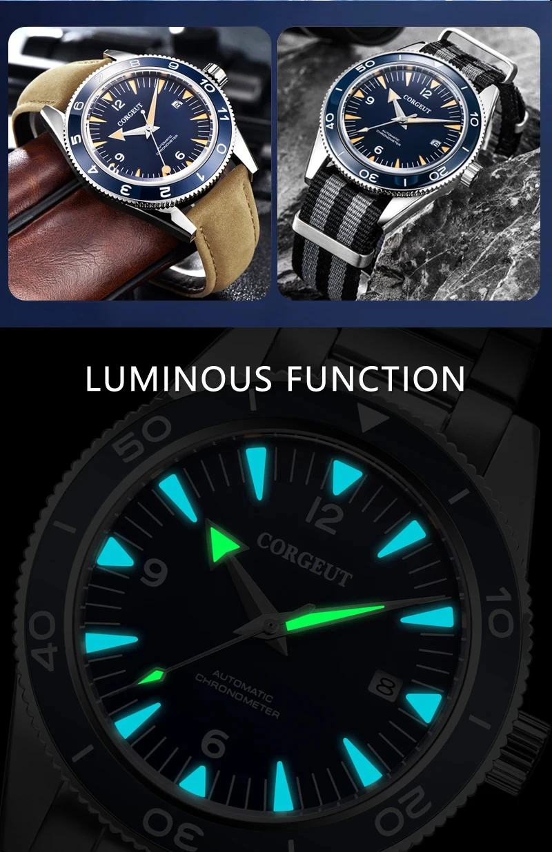 Customized Logo 41MM Men's Watch Luxury Business NH35 Movement Mechanical Watch Sapphire Glass Calendar Diver Wristwatch Model