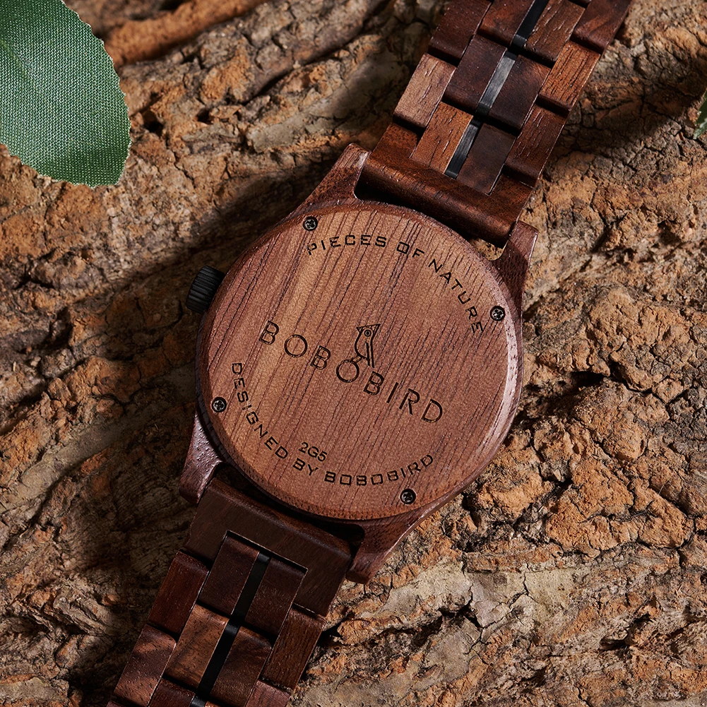 Custom LOGO Wood Watch Fashion Chronograph Quartz Sports Wristwatch Clock BOBO BIRD Walnut Wooden Watches for Men Dropshipping