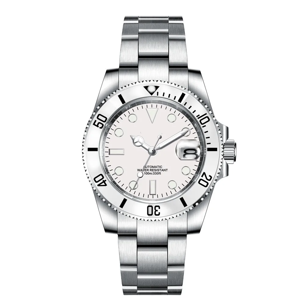 Custom Watches Luxury Sapphire MIYOTA/NH35 Automatic Wristwatch Mechanical Mens Watch Sterile Dial Ceramic 10Bar Lume Male Clock
