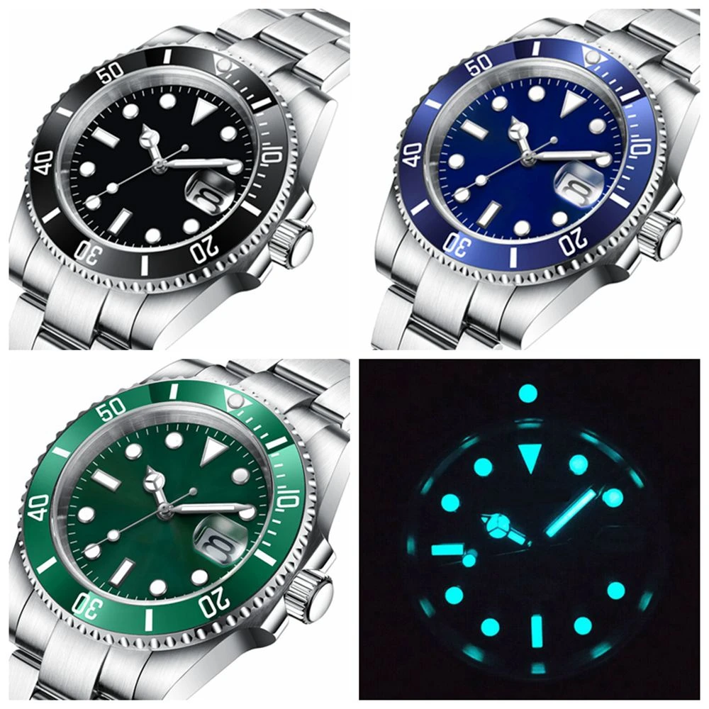 Custom Watches Luxury Sapphire MIYOTA/NH35 Automatic Wristwatch Mechanical Mens Watch Sterile Dial Ceramic 10Bar Lume Male Clock