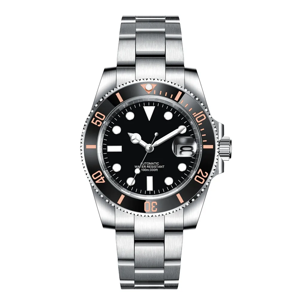 Custom Watches Luxury Sapphire MIYOTA/NH35 Automatic Wristwatch Mechanical Mens Watch Sterile Dial Ceramic 10Bar Lume Male Clock