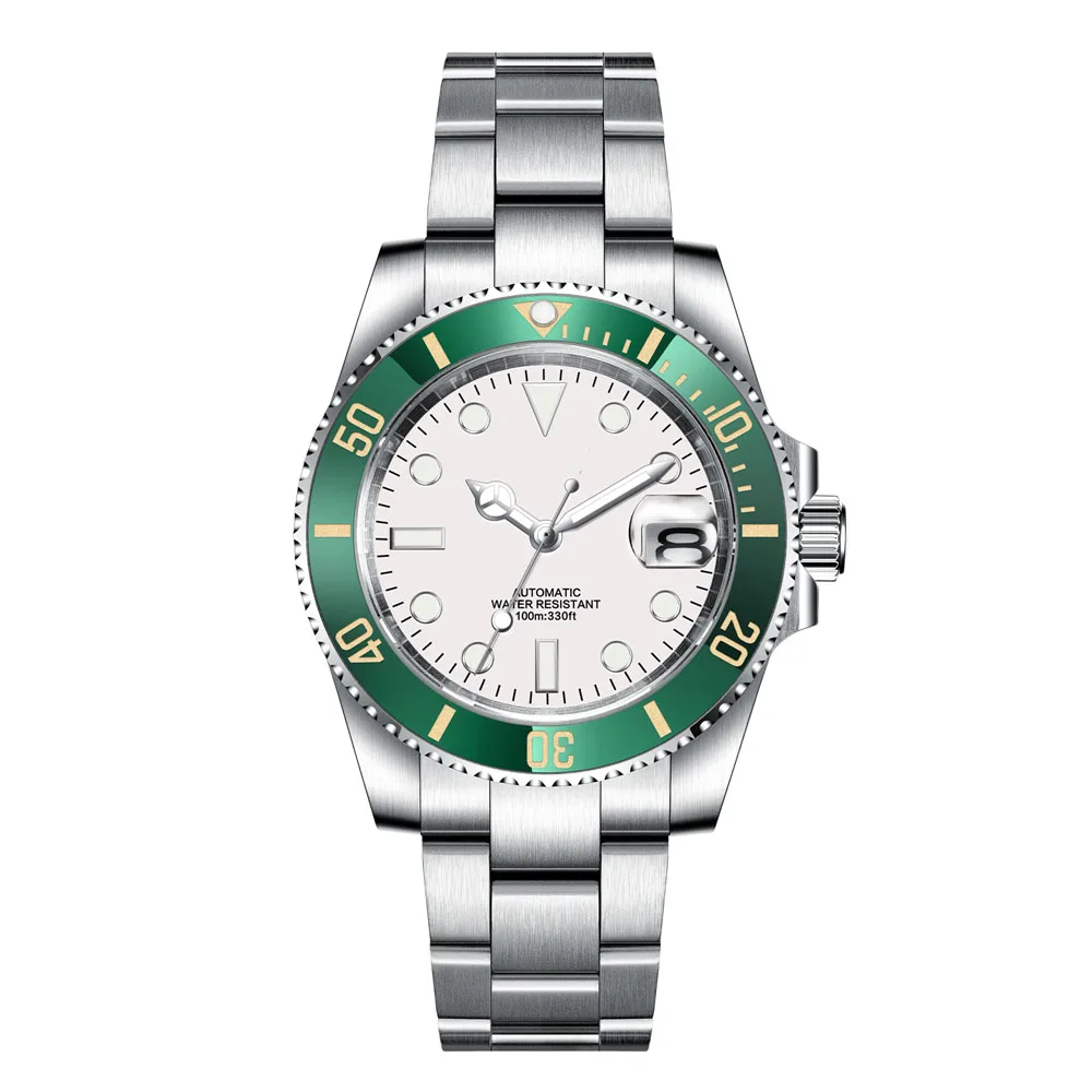 Custom Watches Luxury Sapphire MIYOTA/NH35 Automatic Wristwatch Mechanical Mens Watch Sterile Dial Ceramic 10Bar Lume Male Clock