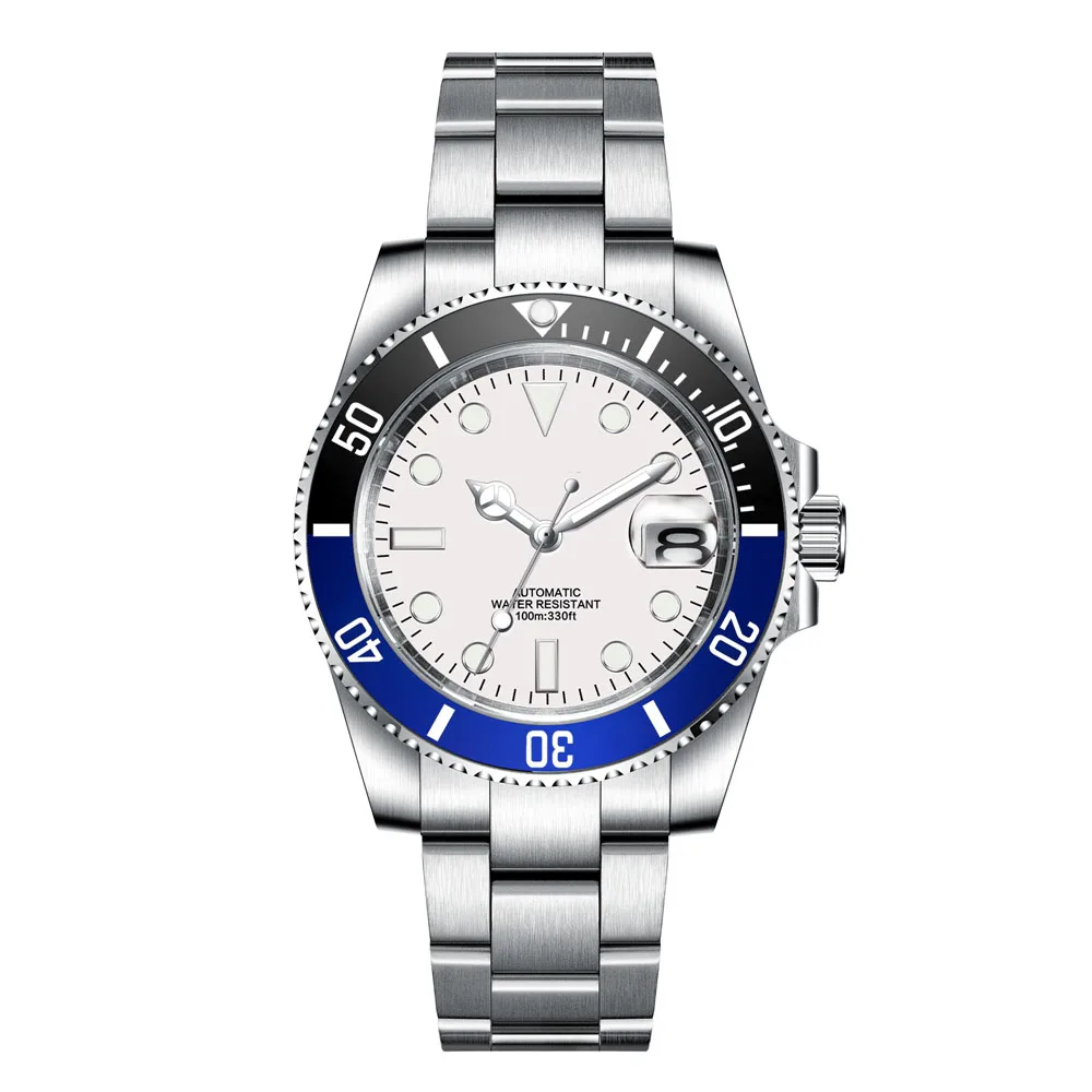 Custom Watches Luxury Sapphire MIYOTA/NH35 Automatic Wristwatch Mechanical Mens Watch Sterile Dial Ceramic 10Bar Lume Male Clock