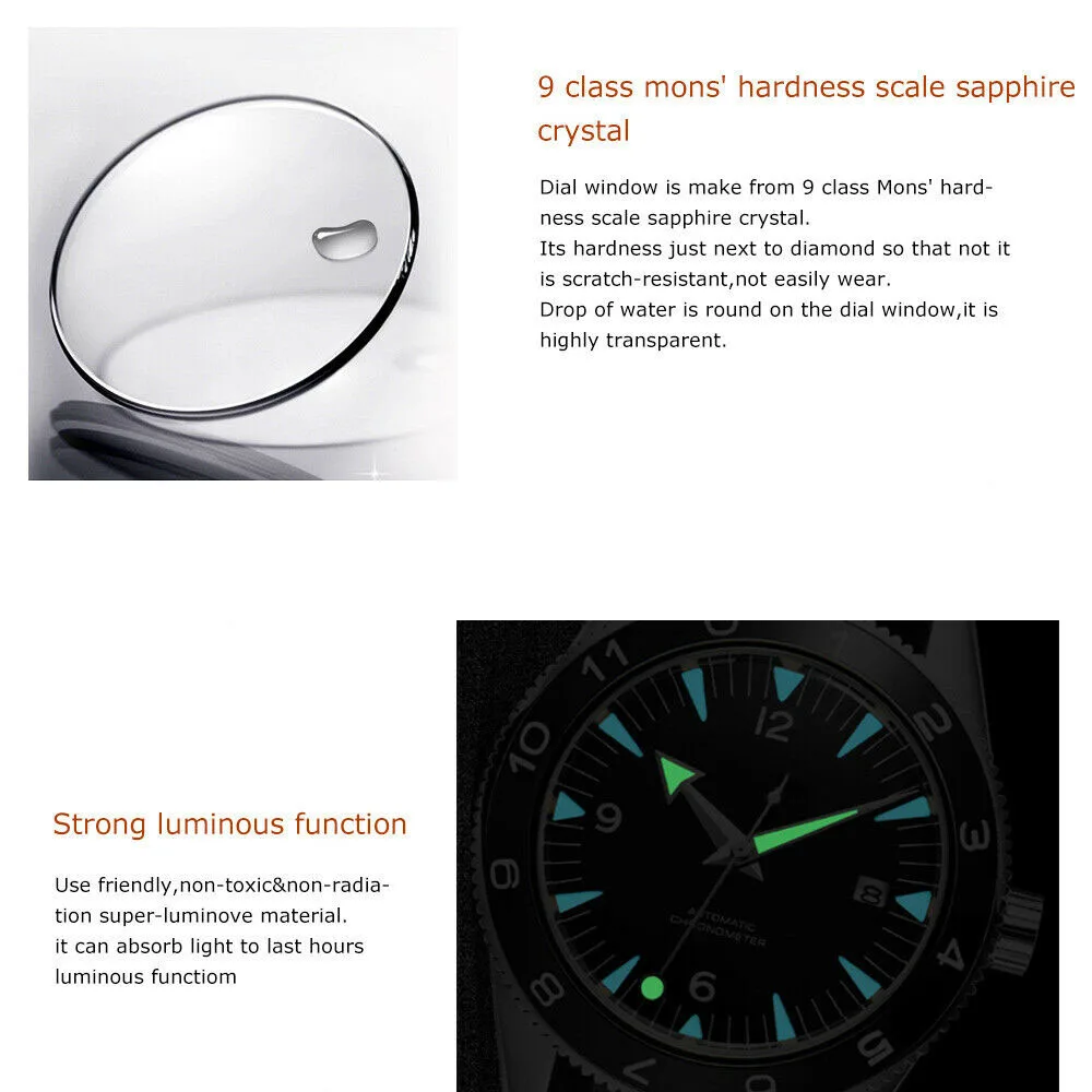 Custom Logo NH35 Movement Watch 10bars Mens 41mm Sapphire Ceramic Bezel Male Mechanical Clock Diver Sports Automatic Wristwatch