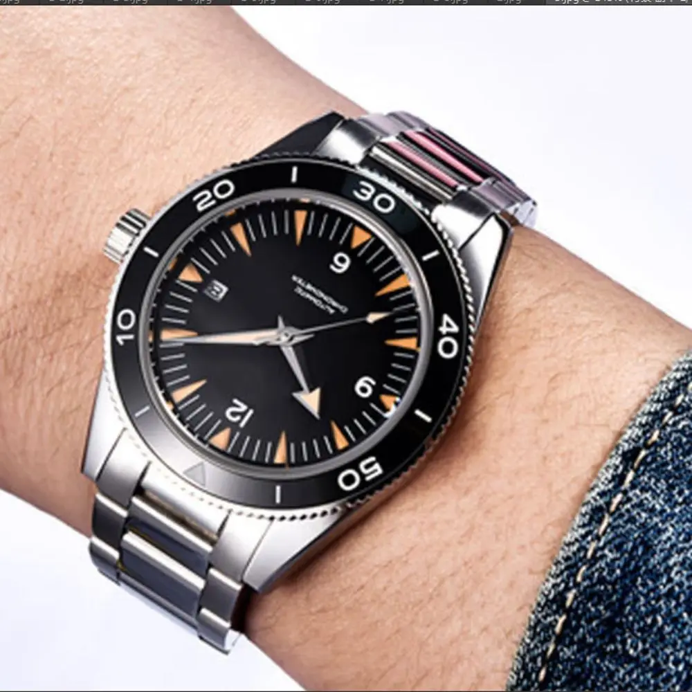 Custom Logo NH35 Movement Watch 10bars Mens 41mm Sapphire Ceramic Bezel Male Mechanical Clock Diver Sports Automatic Wristwatch