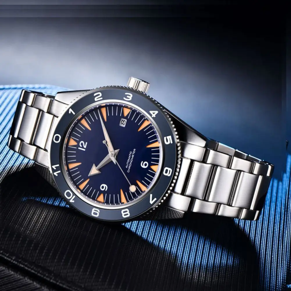 Custom Logo NH35 Movement Watch 10bars Mens 41mm Sapphire Ceramic Bezel Male Mechanical Clock Diver Sports Automatic Wristwatch