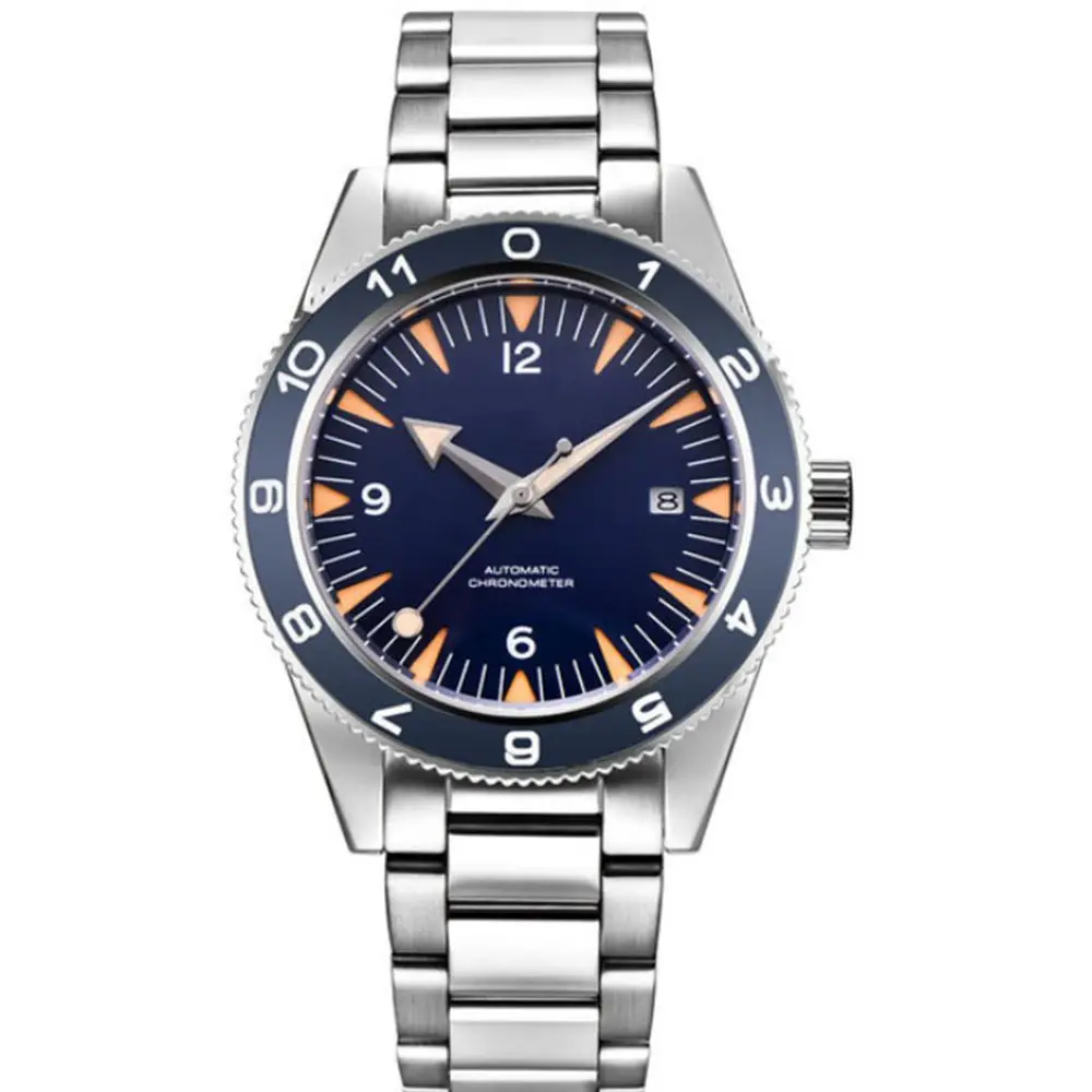 Custom Logo NH35 Movement Watch 10bars Mens 41mm Sapphire Ceramic Bezel Male Mechanical Clock Diver Sports Automatic Wristwatch
