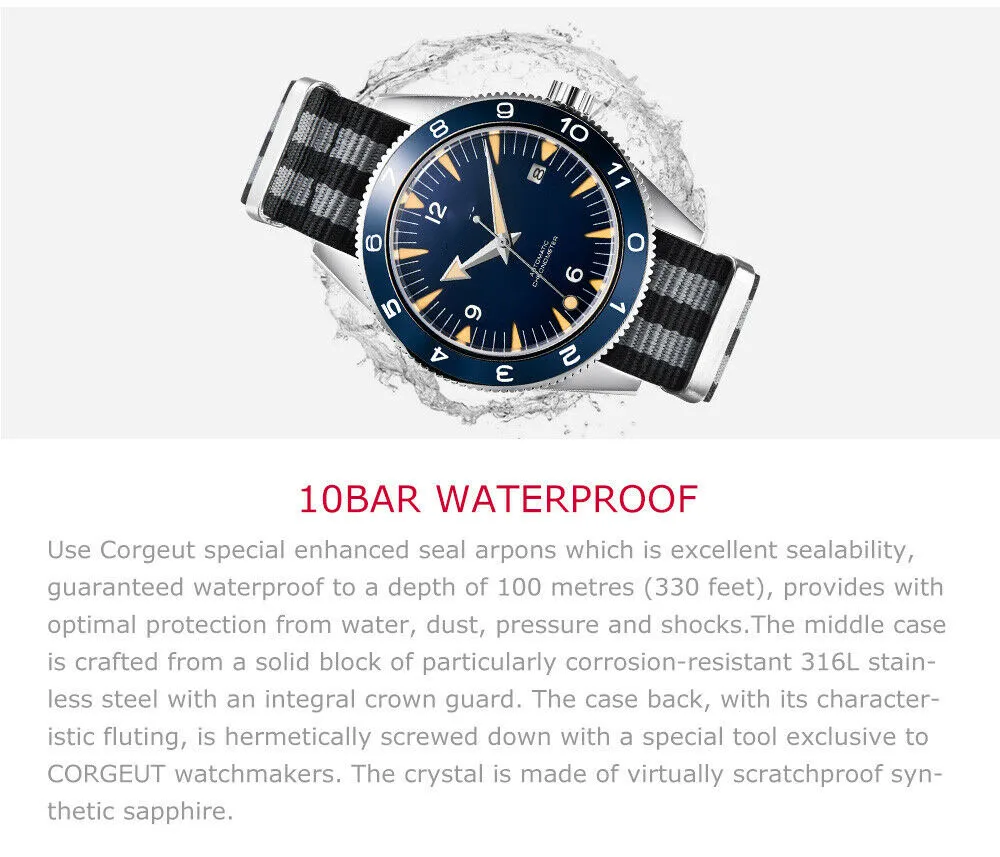 Custom Logo NH35 Movement Watch 10bars Mens 41mm Sapphire Ceramic Bezel Male Mechanical Clock Diver Sports Automatic Wristwatch