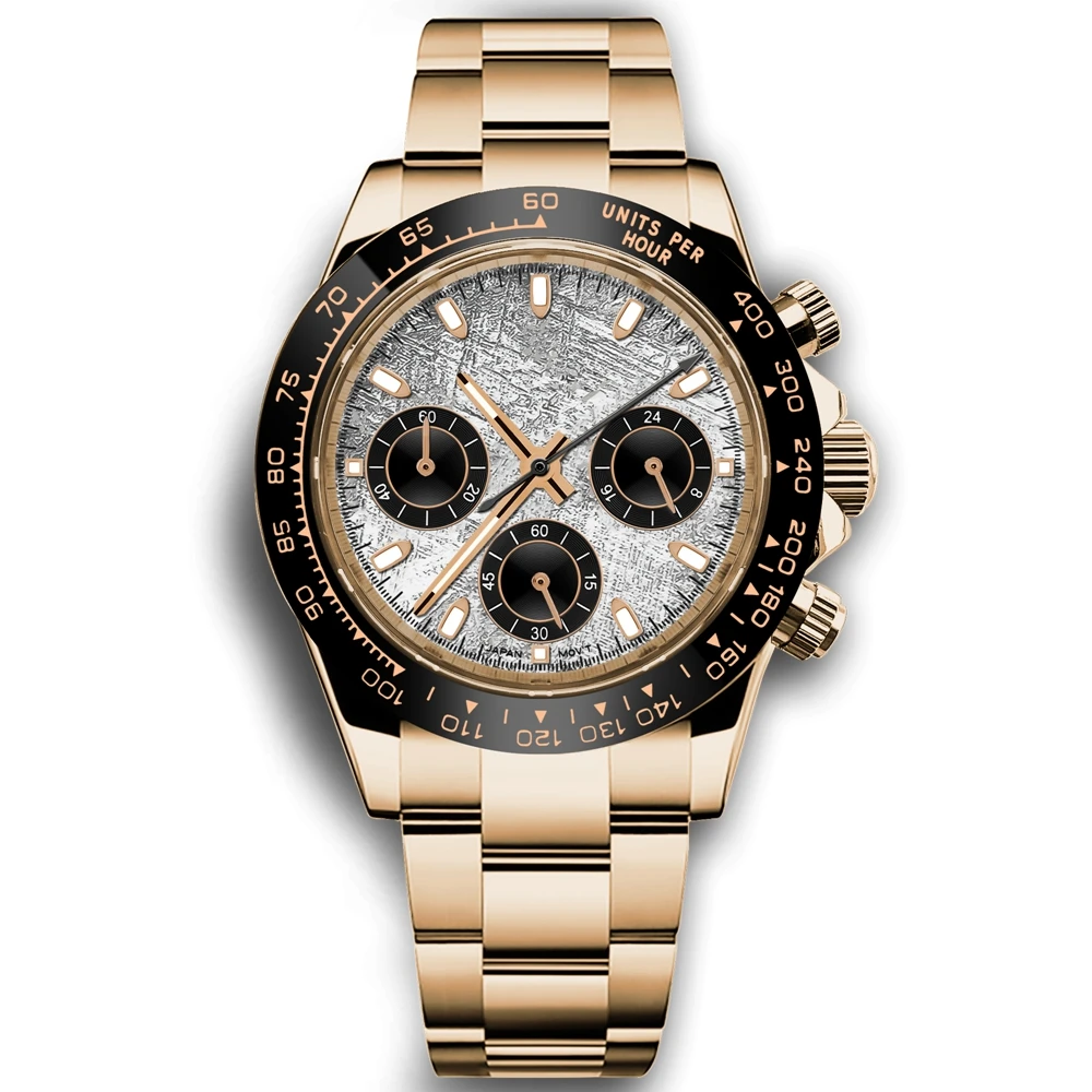 Custom Logo 40MM Luxury VK63 Quartz Men Watch For Man 24 Hours Multifunction Sport Full Chronograph Time Running Second Watches