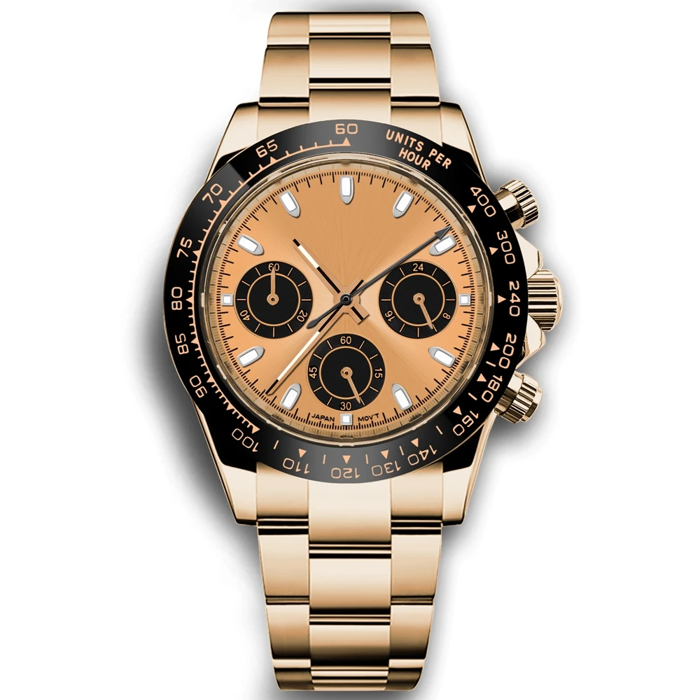 Custom Logo 40MM Luxury VK63 Quartz Men Watch For Man 24 Hours Multifunction Sport Full Chronograph Time Running Second Watches