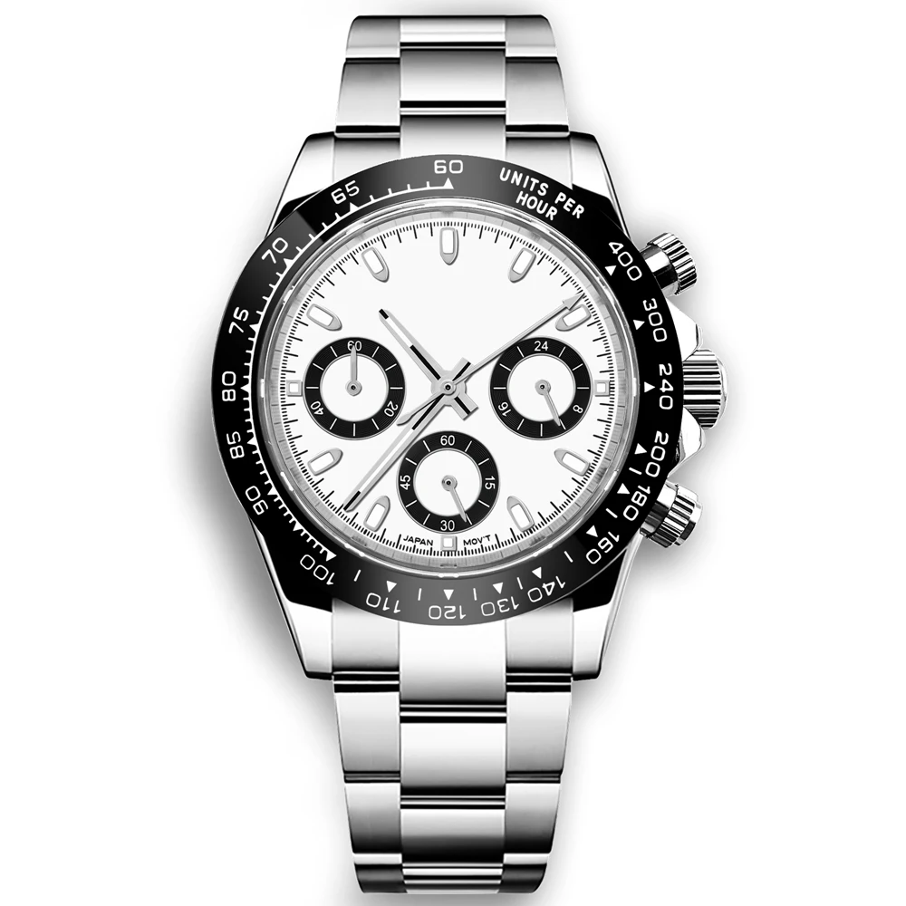 Custom Logo 40MM Luxury VK63 Quartz Men Watch For Man 24 Hours Multifunction Sport Full Chronograph Time Running Second Watches