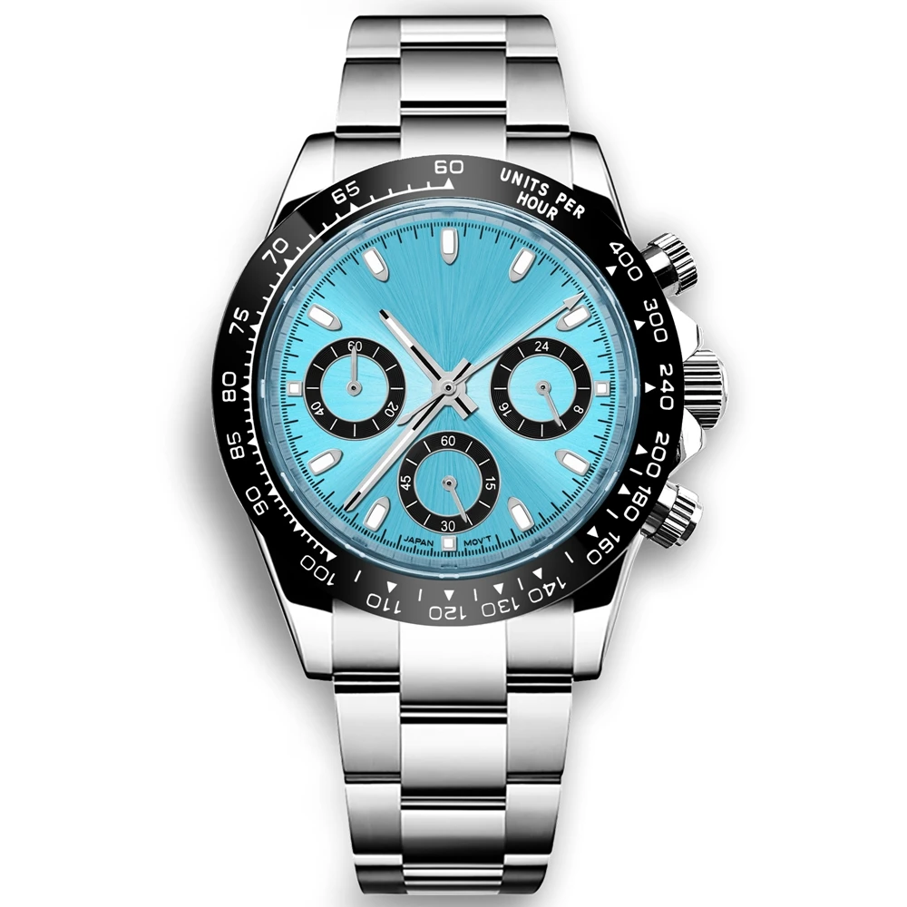 Custom Logo 40MM Luxury VK63 Quartz Men Watch For Man 24 Hours Multifunction Sport Full Chronograph Time Running Second Watches